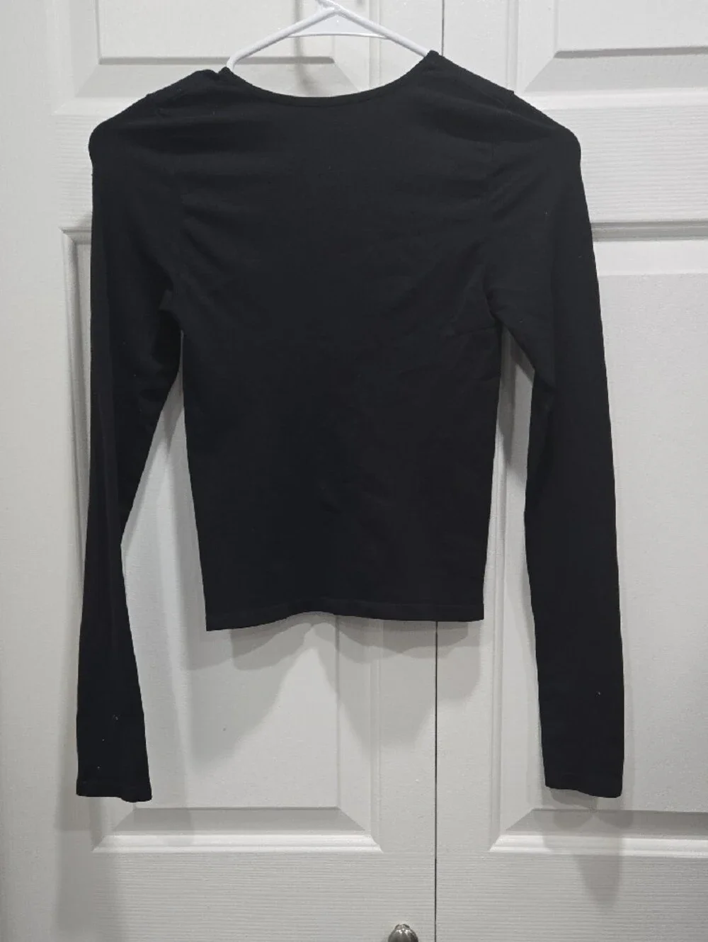 Free People Intimately Black Long-Sleeve Top with Front Keyhole-XS- Small